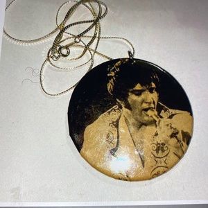 Vintage, Elvis Presley button, necklace, singing